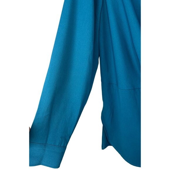 Grace Karin Teal Button-Up Blouse W/ Tie Front & Collared Neckline 2XL - Picture 8 of 16